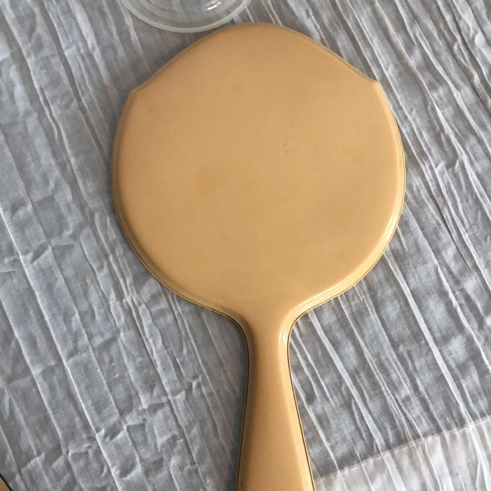 Vtg Century WOMEN MEN BEAUTY VANITY SET hand mirror hair receiver shaving brush